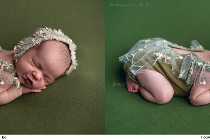 Глубокая ретушь, цветокоррекция newborn съемки