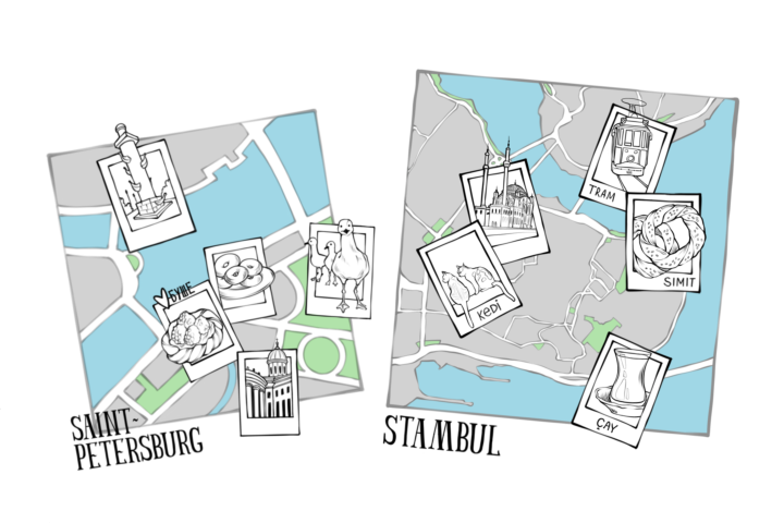 Стилизованная карта - принт для футболки