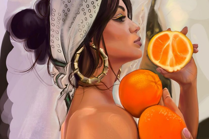 портрет с апельсинами