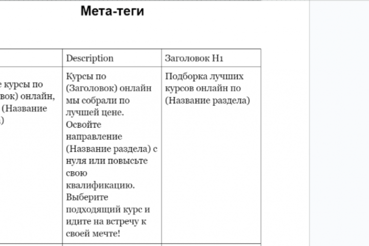 Шаблон к мета-тегам для курсов