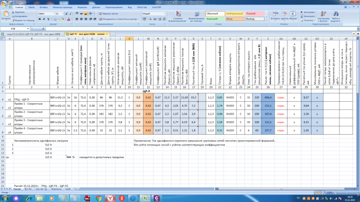 Расчёты электроснабжения