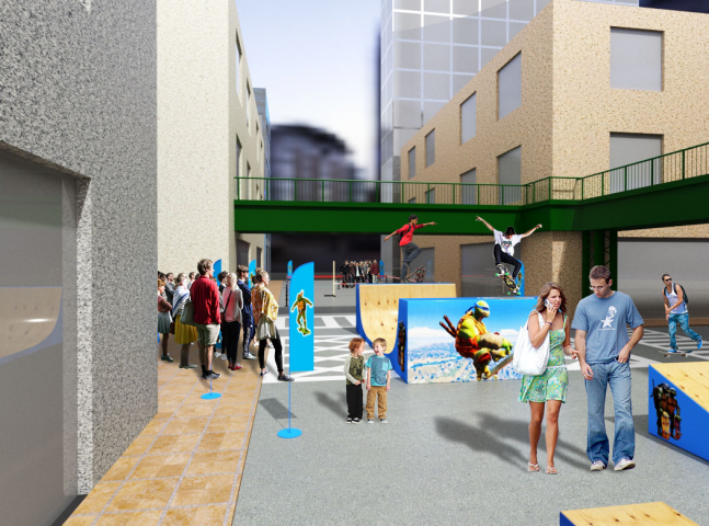 Москва. Остров мечты. Площадка для скейтбордистов