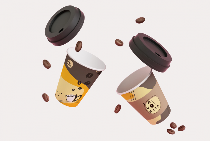 Упаковка стаканчиков для кофейни Favorite Coffee