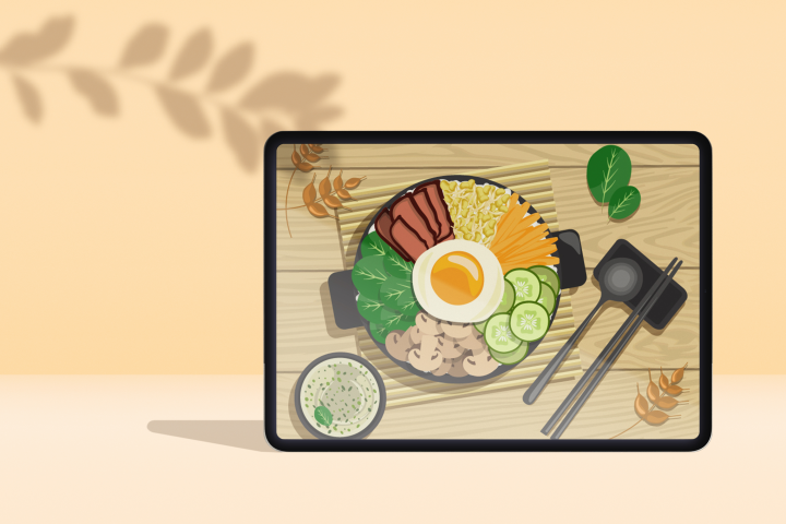 Иллюстрация Пибимпап для сайта кафе корейской кухни