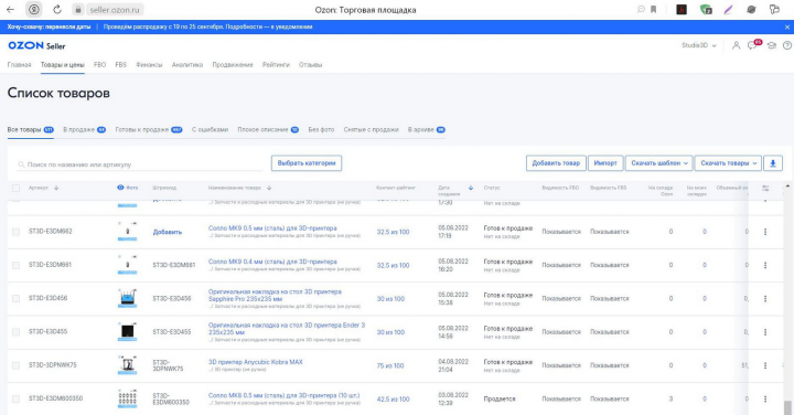 Наполнение и ведение магазина на маркетплейсе Ozon