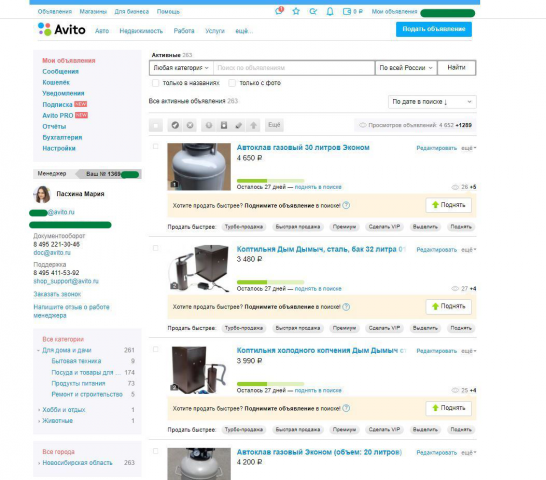 Наполнение магазина на Avito
