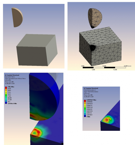 Динамический расчет удара шара о пластину