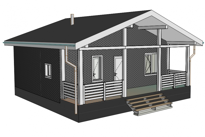 Дом одноэтажный с террасой