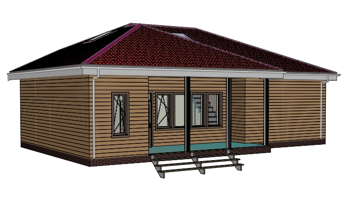 Дом одноэтажный с вальмлвой крышей