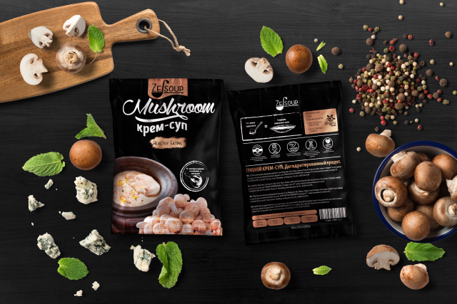 Разработка логотипа и упаковки для крем-супов в пачках "Ze-soup"