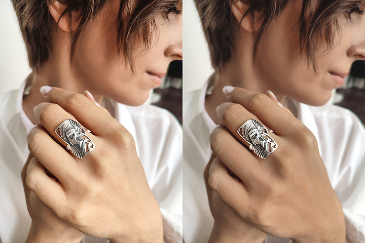 Цветокоррекция и небольшая ретушь кожи и ювелирного изделия 2