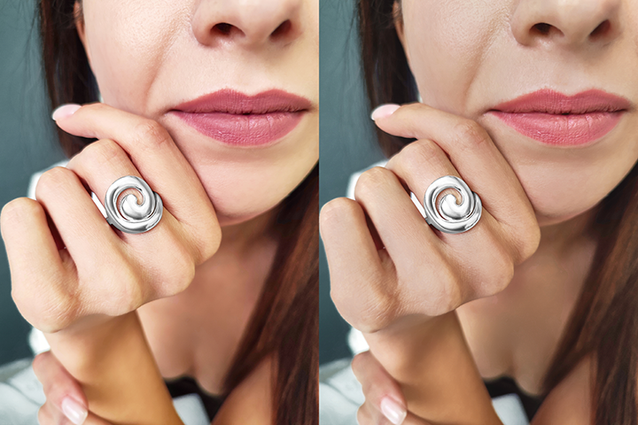 Цветокоррекция и небольшая ретушь кожи и ювелирного изделия 1