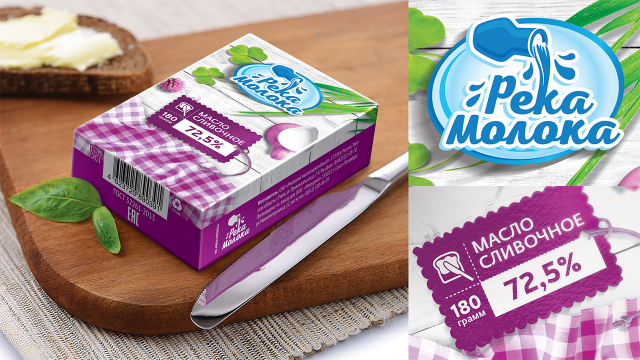 Дизайн упаковки масла "Река Молока"