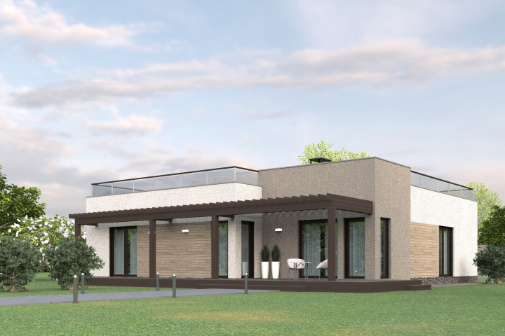 Одноэтажный жилой дом в современном стиле