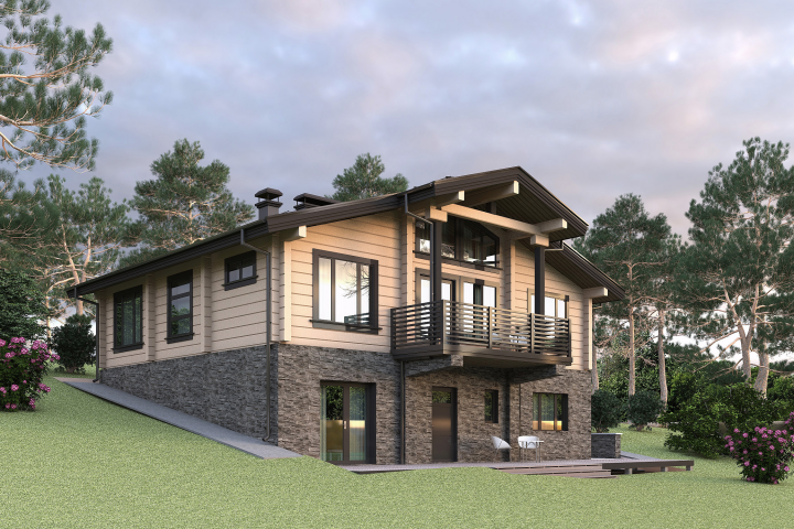 Жилой дом из бруса на монолитном фундаменте