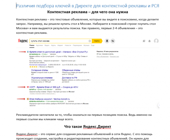 Различия подбора ключей в Директе для контекстной рекламы и РСЯ