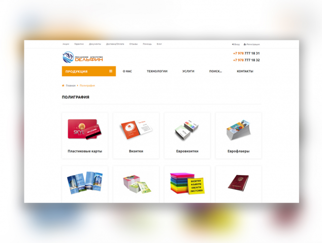Разработка сайта для рекламного агентства "Дельфин"