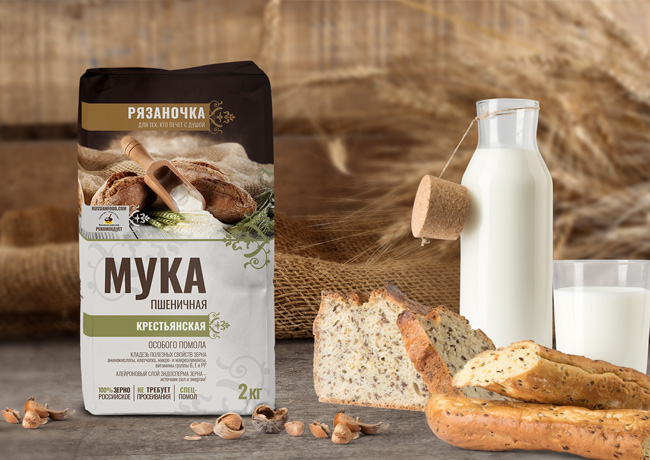 дизайн упаковки муки Рязаночка