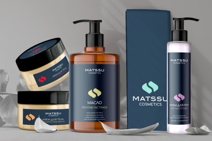 дизайн этикеток для линейки уходовой косметики MatsSu
