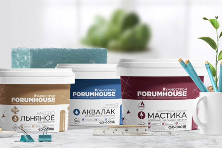 дизайн упаковки строительных и отделочных материалов FORUMHOUSE