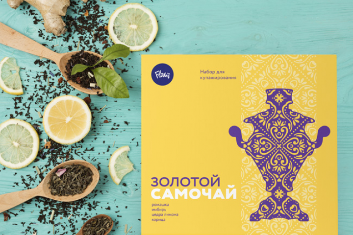 дизайн упаковки набора для купажирования травяного чая Floris