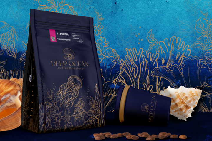 дизайн упаковки кофе Deep Ocean Roastery