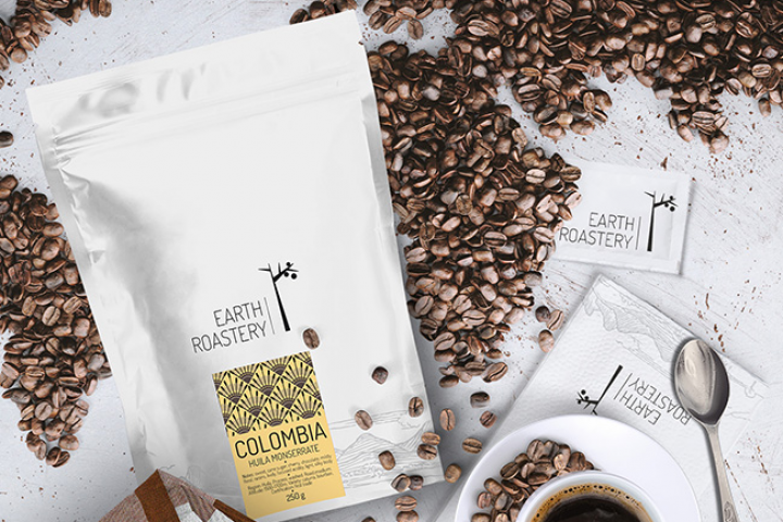 дизайн фирменного стиля/айдентики бренда кофе Earth Roastery