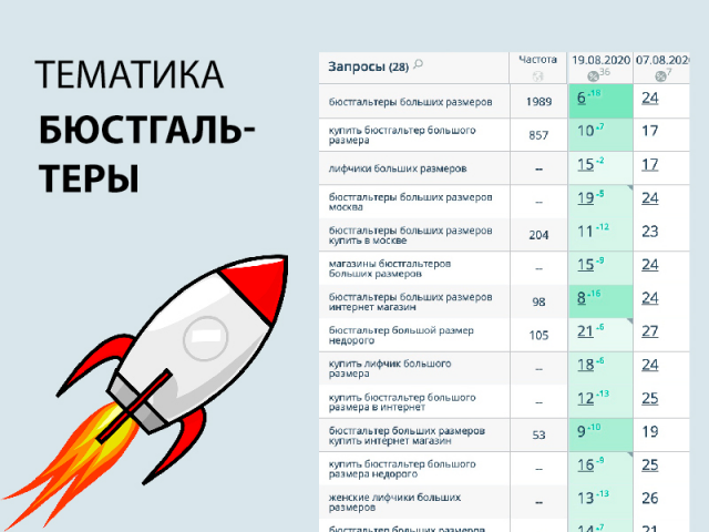 SEO продвижение сайта на тему бюстгальтеры