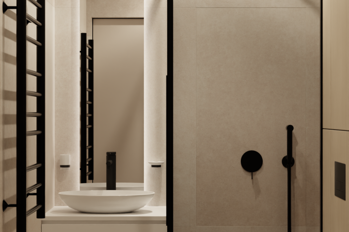 Визуализация санузла в студии 22 м