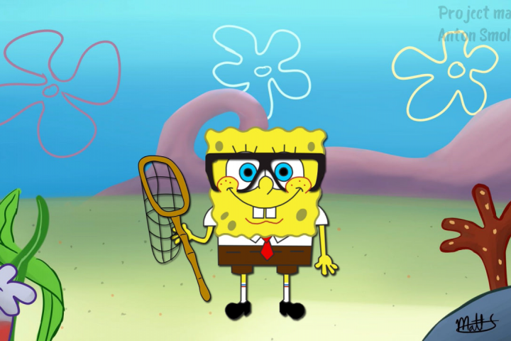 Обрисовка Губки Боба с помощью инструмента pen tool