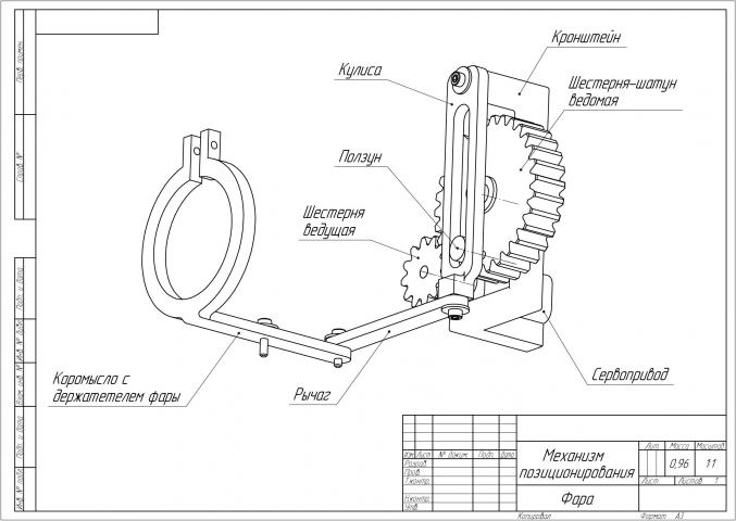Расчет и моделирование механизма для учебного пособия.