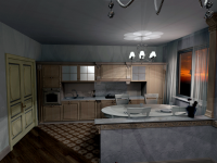 Визуализация кухни/ вечерний вид