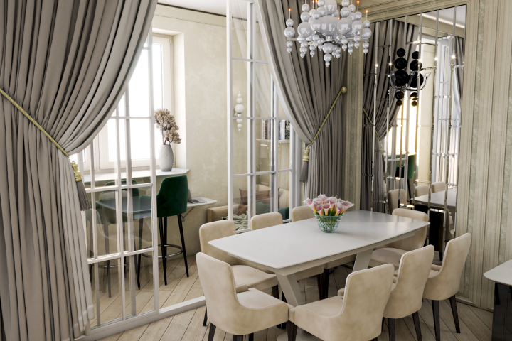 Визуализация кухни-гостиной