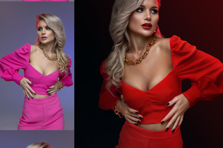 Ретушь девушки, изменение цвета