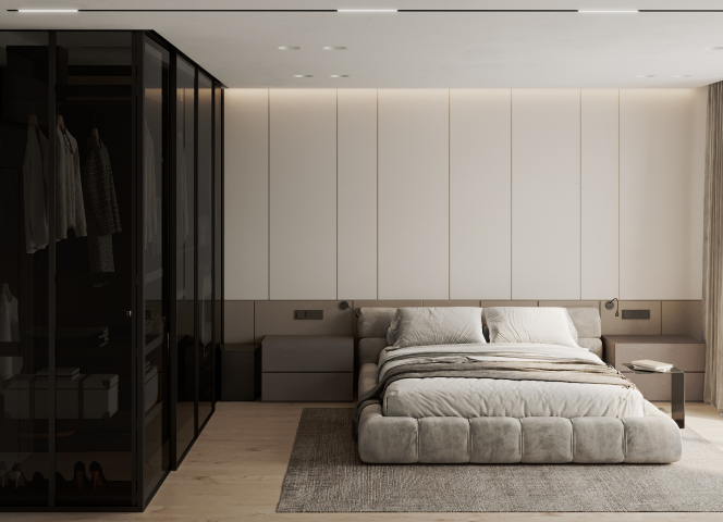 Мастер спальня в стиле минимализм