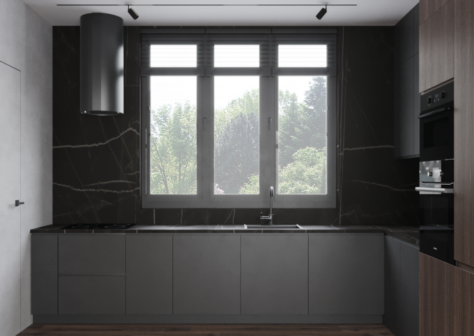 Современная кухня в тёмных тонах