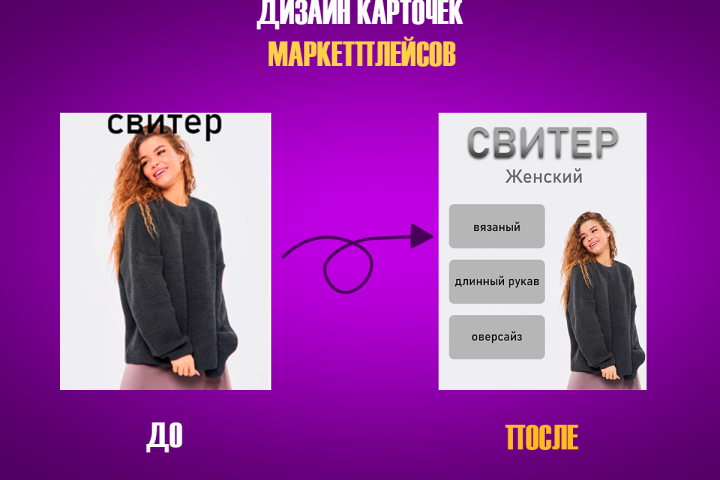 обложка для свитера до/после