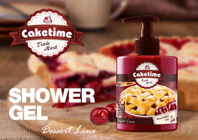 Дизайн этикетки для серии гелей для душа "Caketime"