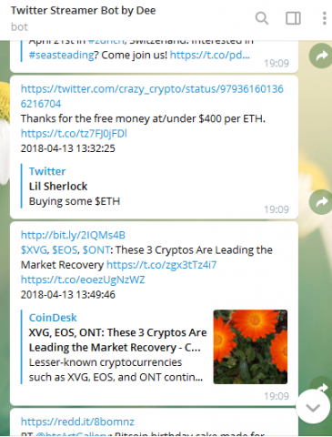 Telegram bot для перенаправления ленты Twitter в телеграм