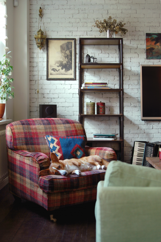 Гостиная - эклектичный интерьер с антикварными предметами