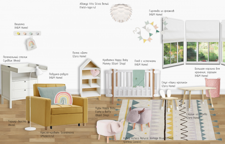Детская - подбор мебели в дом в аренду (коллаж)