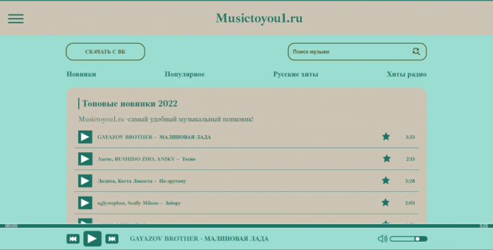 Разработка музыкального сайта