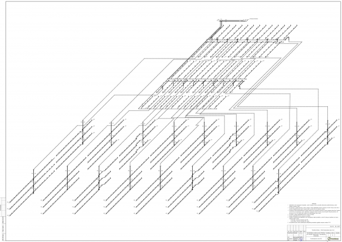 Аксонометрическая схема АУПТ с внутристеллажным пожаротушением