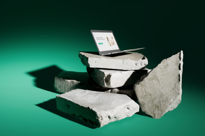 Ноутбук на камнях: гармония технологий и природы