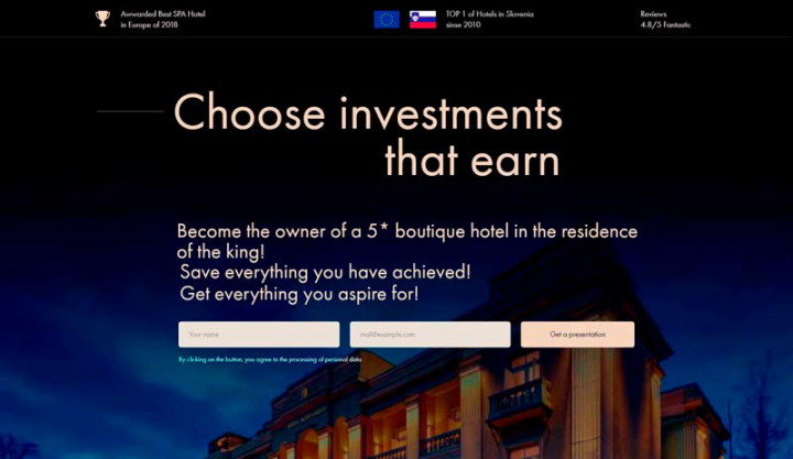 Лендинг для продажи отеля