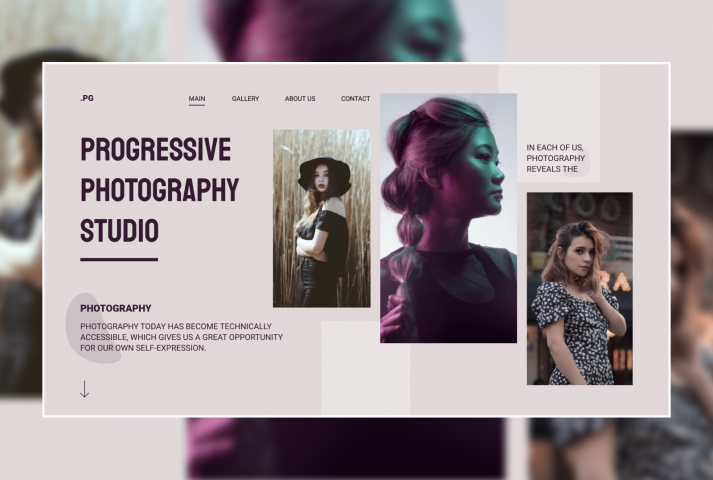 Главный экран для портфолио фотографа