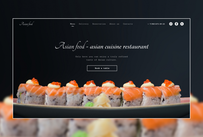 Главный экран для ресторана азиатской кухни