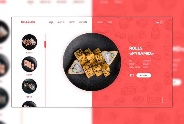 Главный экран для ресторана азиатской кухни