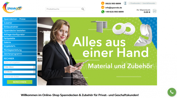 Интернет-магазин в Германии (натяжные потолки - Майнц)