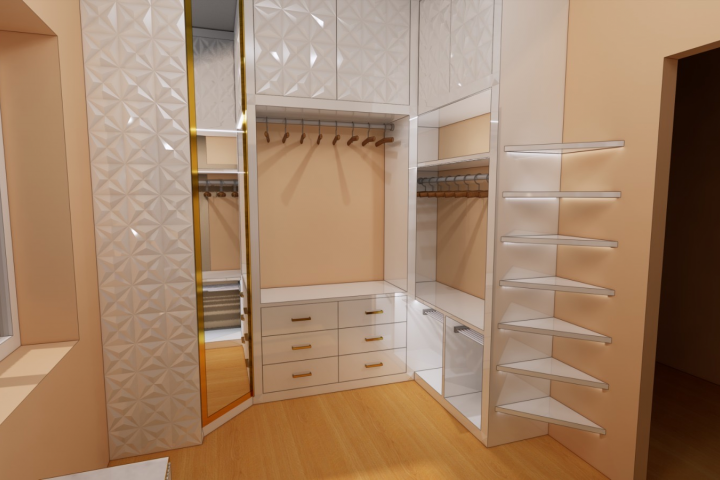 3d визуализация гардеробной комнаты